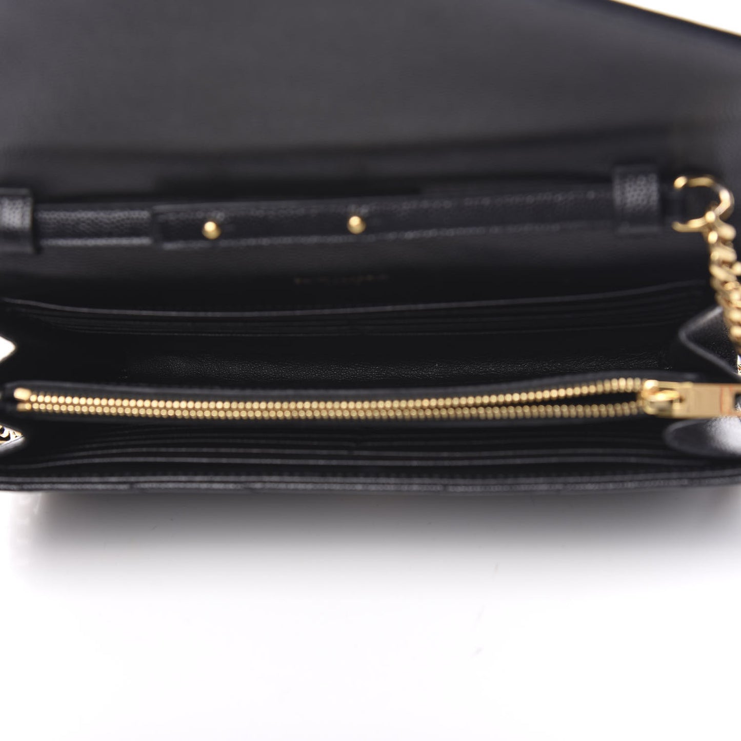 Grain De Poudre Matelasse Chevron Monogram Chain Wallet Black