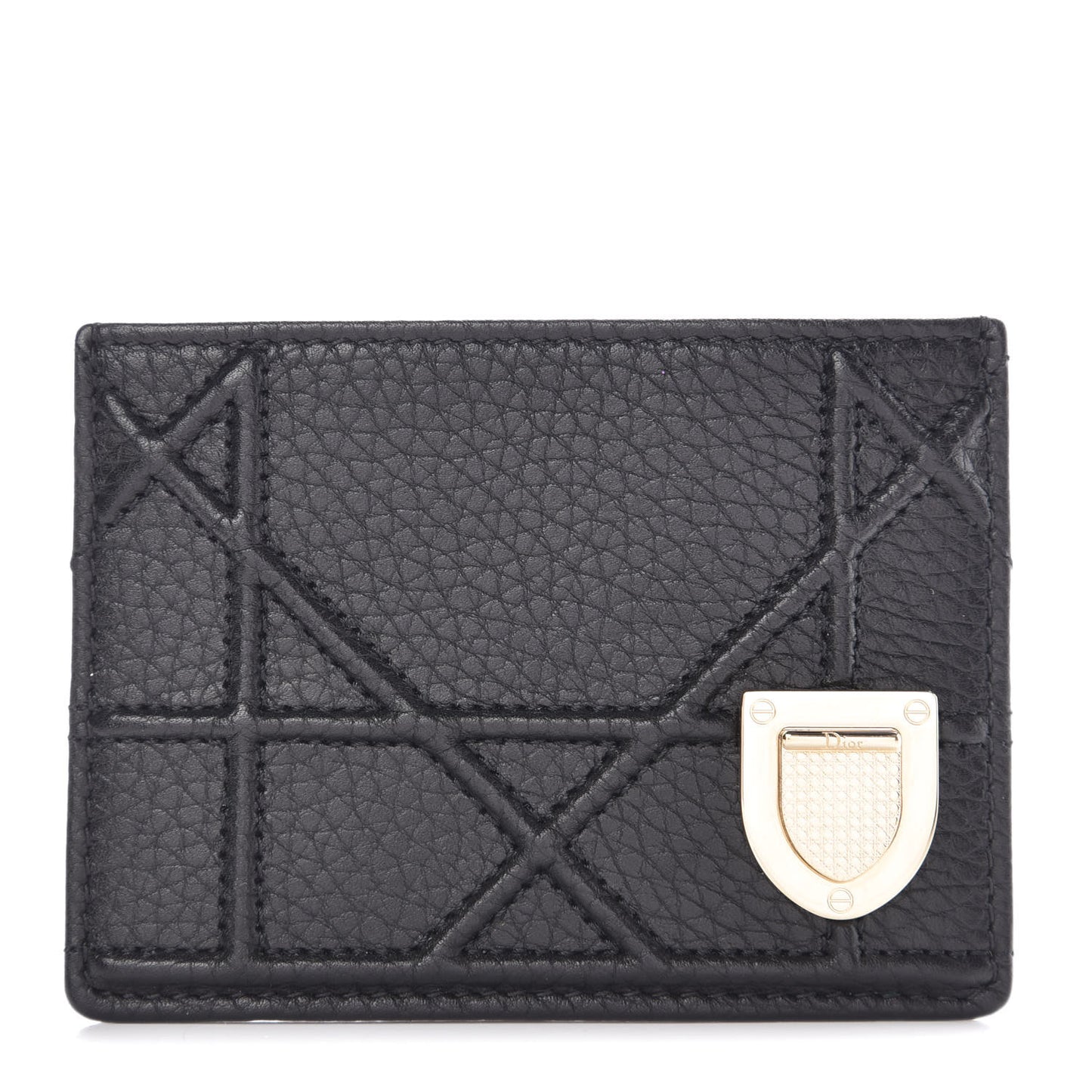 Grained Calfskin Cannage Diorama Card Holder Black