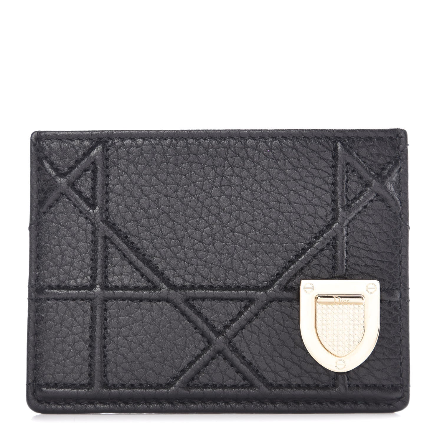 Christian Dior Grained Calfskin Cannage Diorama Card Holder Black 1 of 8