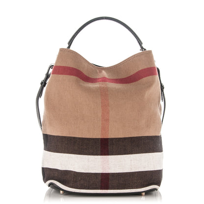 Burberry Canvas Mega Check Medium Ashby Hobo Black 1 of 10