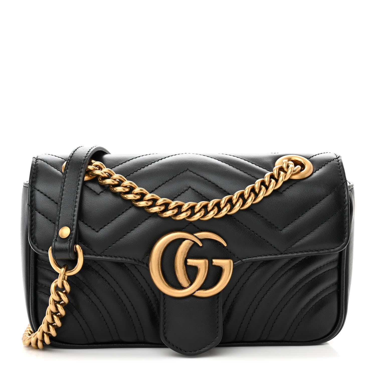 Gucci Calfskin Matelasse Mini GG Marmont Shoulder Bag Black 1 of 10