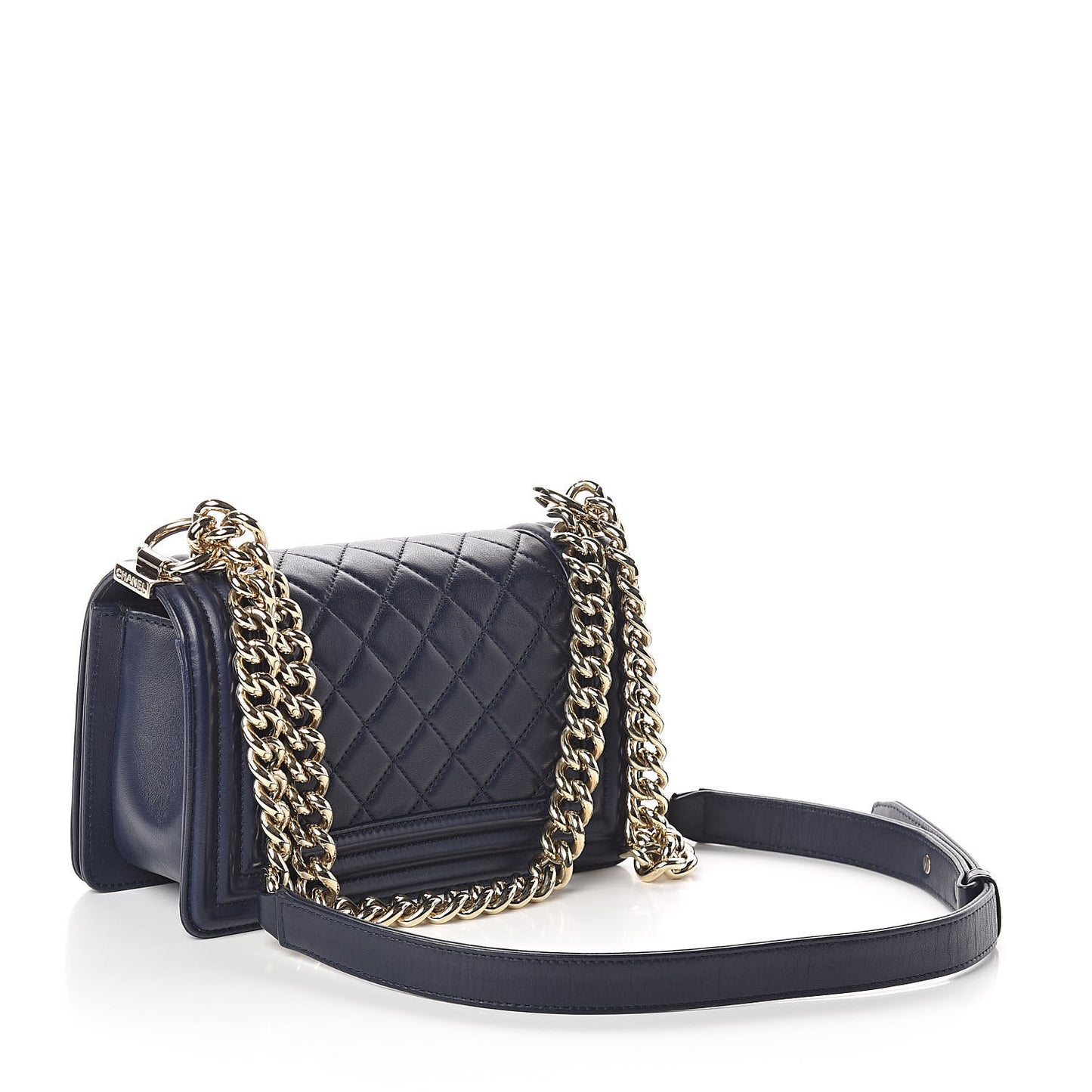 Lambskin Quilted Small Boy Flap Navy