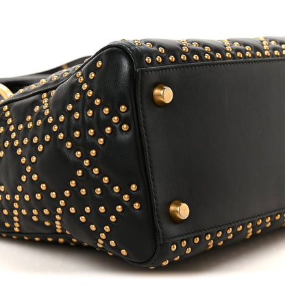 Christian Dior Calfskin Cannage Studded Medium Supple Lady Dior Black 9 of 10