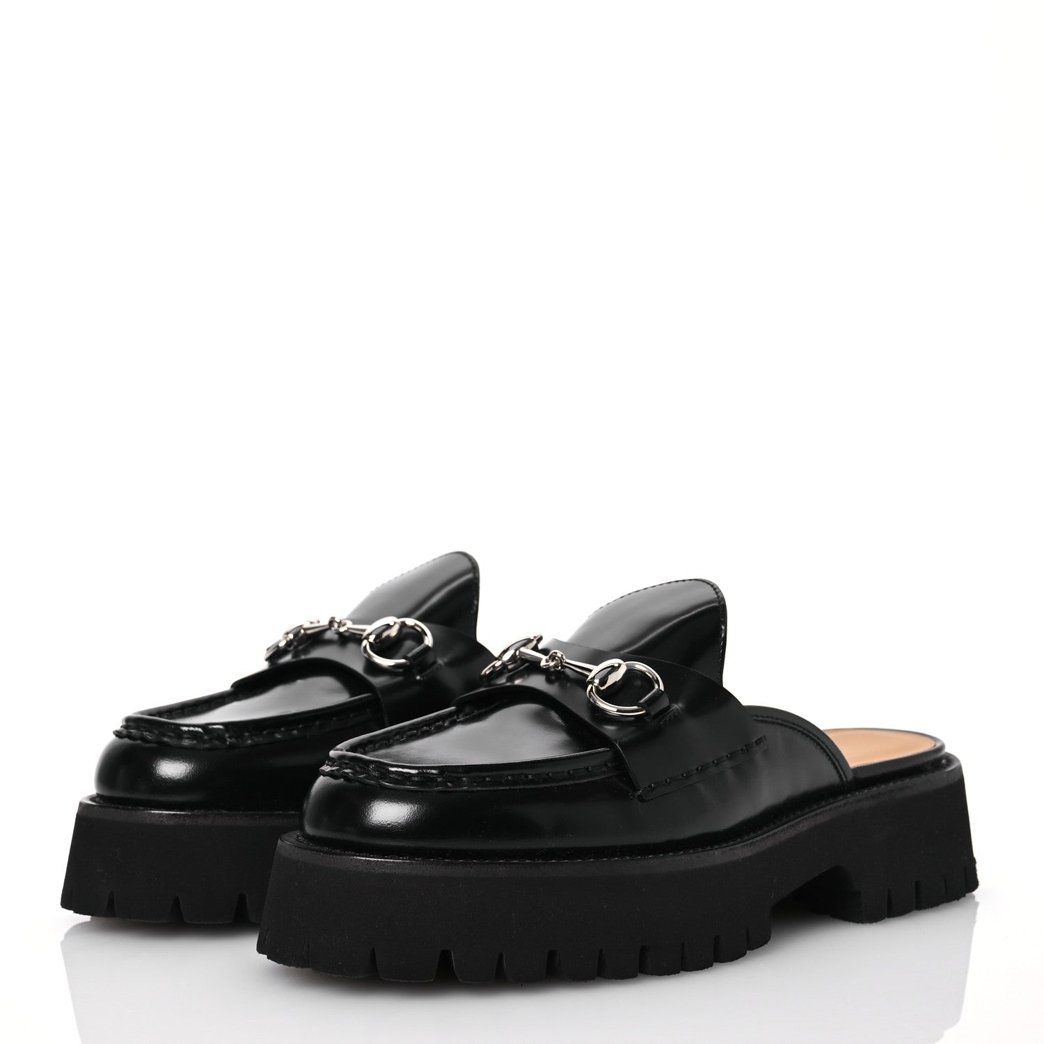 Gucci Cordovan Lux Womens Sylke Horsebit Platform Mules 37 Black 3 of 15
