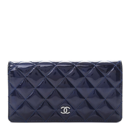 Chanel Patent Calfskin Quilted Yen Wallet Blue 1 of 11