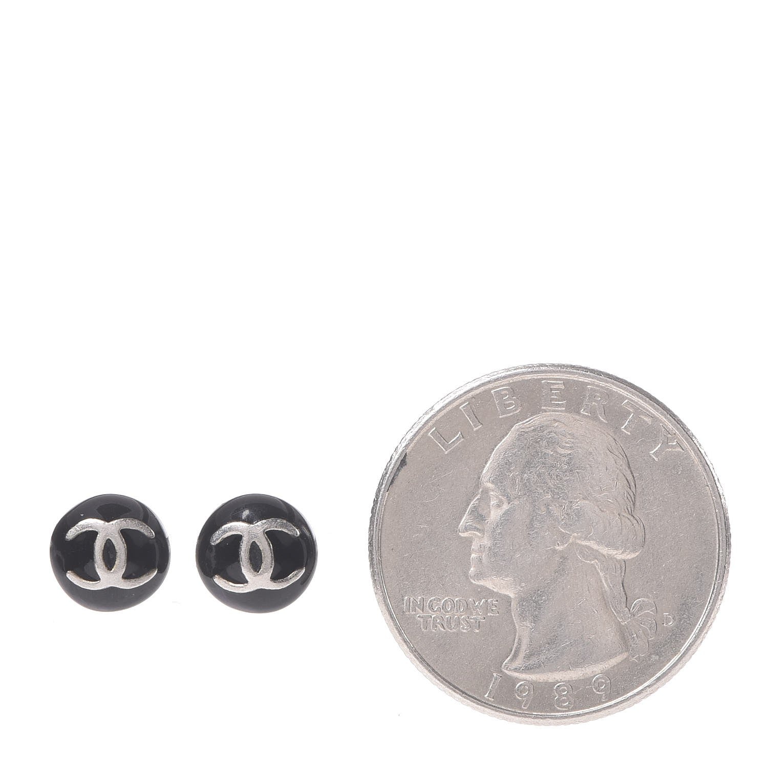 Chanel Resin CC Stud Earrings Black 2 of 6