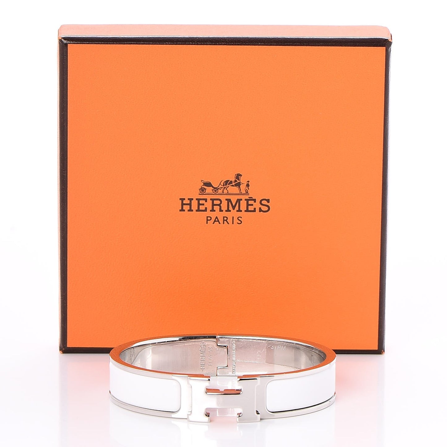 Enamel Narrow Clic Clac H Bracelet PM White