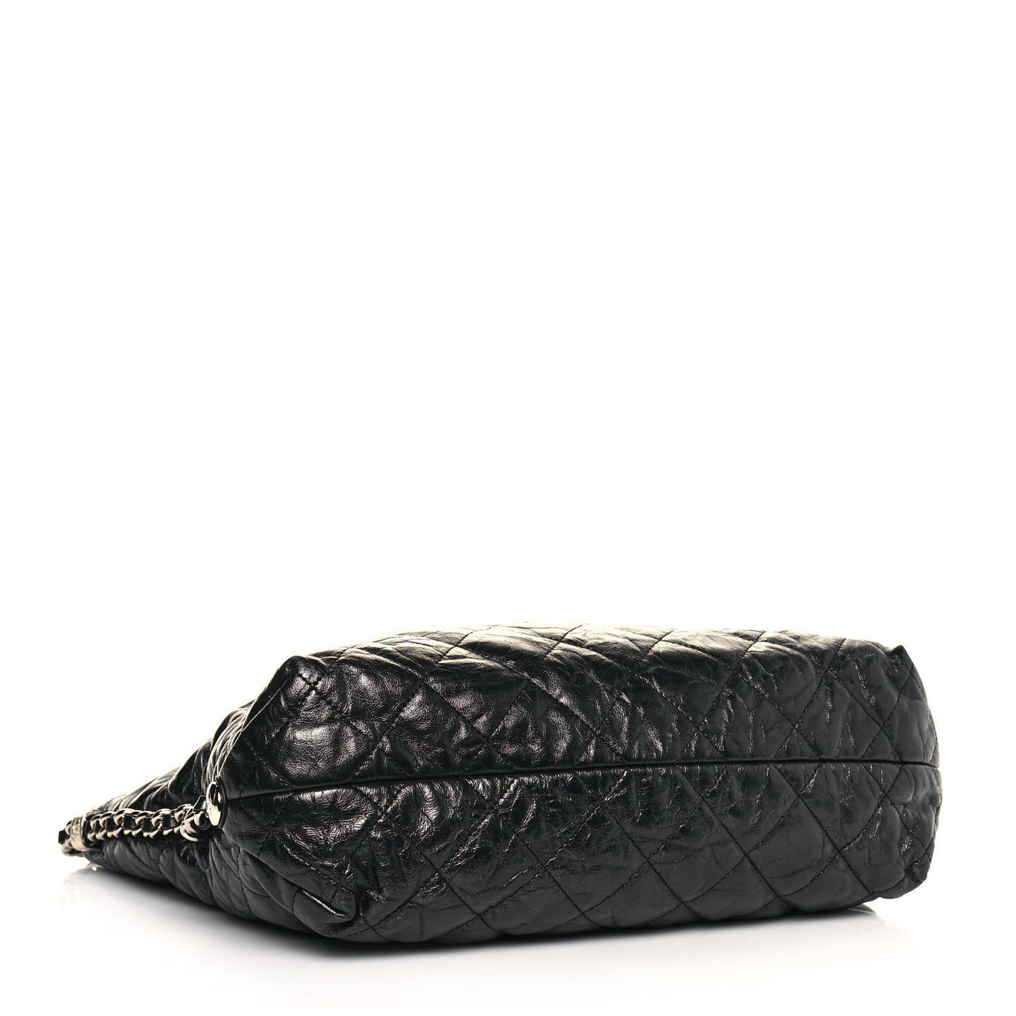 Metallic Crackled Calfskin Quilted Medium Big Bang Hobo Black