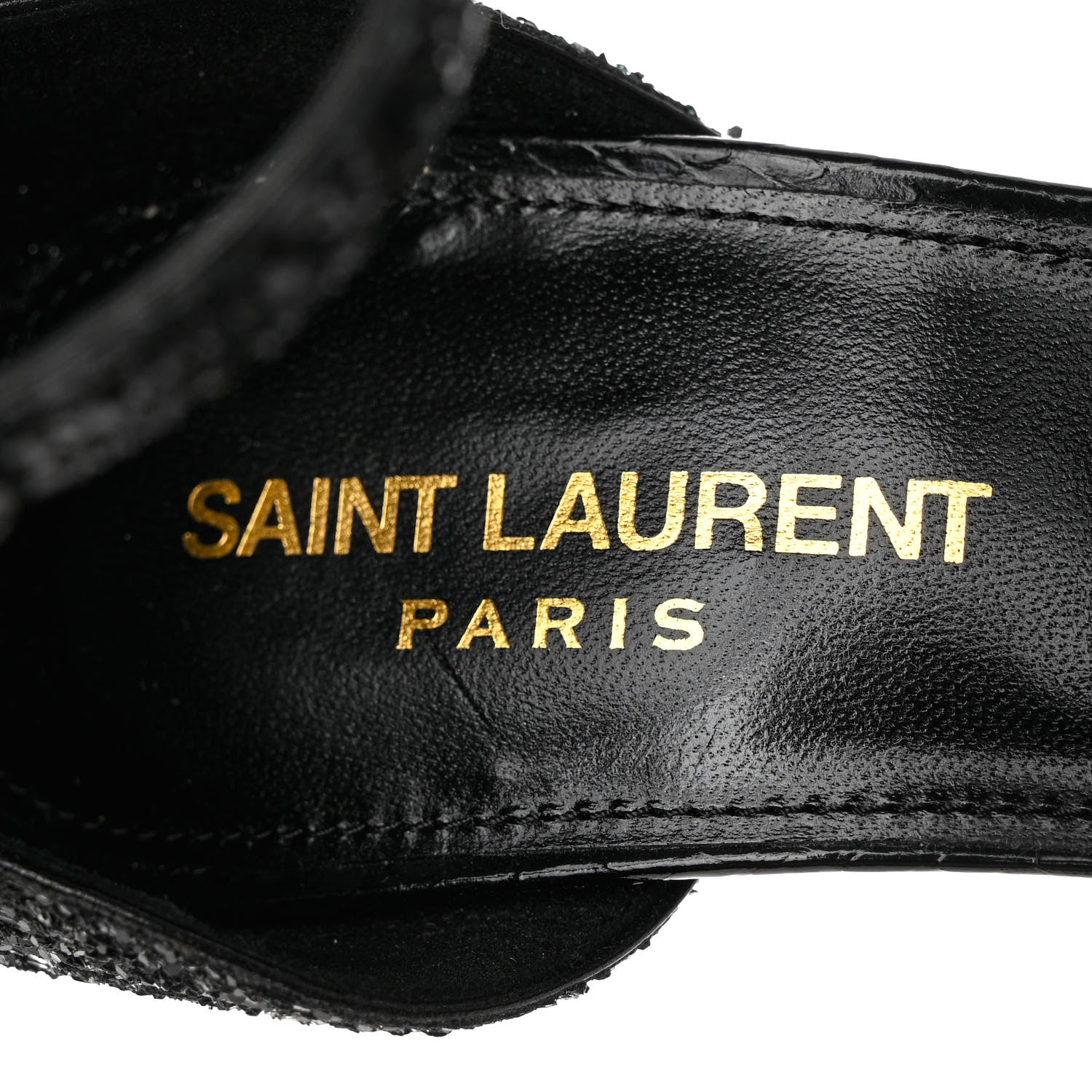 Saint Laurent Glitter Ayers Opyum Sandals 36.5 Black 7 of 10