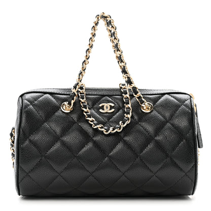 Chanel Caviar Quilted Barrel Clutch With Chain  Black 1 of 11