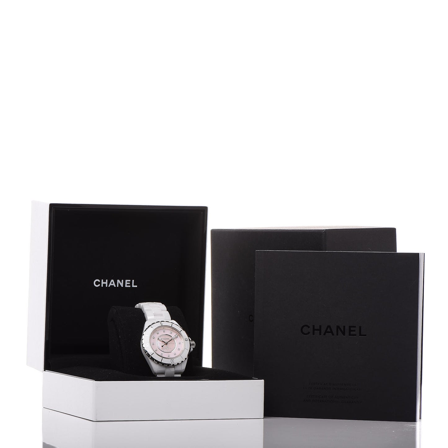 Stainless Steel Ceramic Diamond Pink Mother of Pearl 38mm J12 Automatic Watch White
