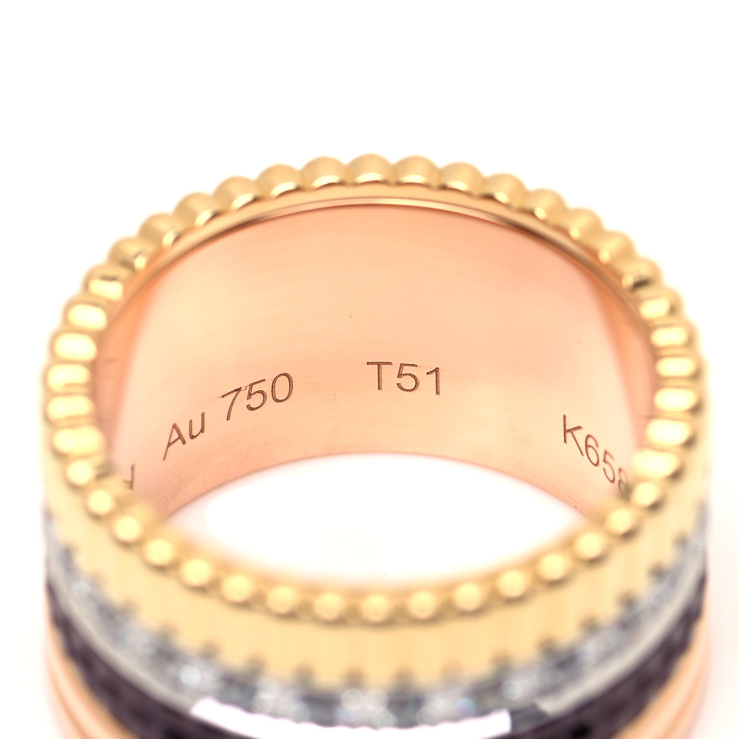 Boucheron 18K Pink Yellow White Gold PVD Diamond Large Quatre Classique Ring 51 5.75 5 of 5