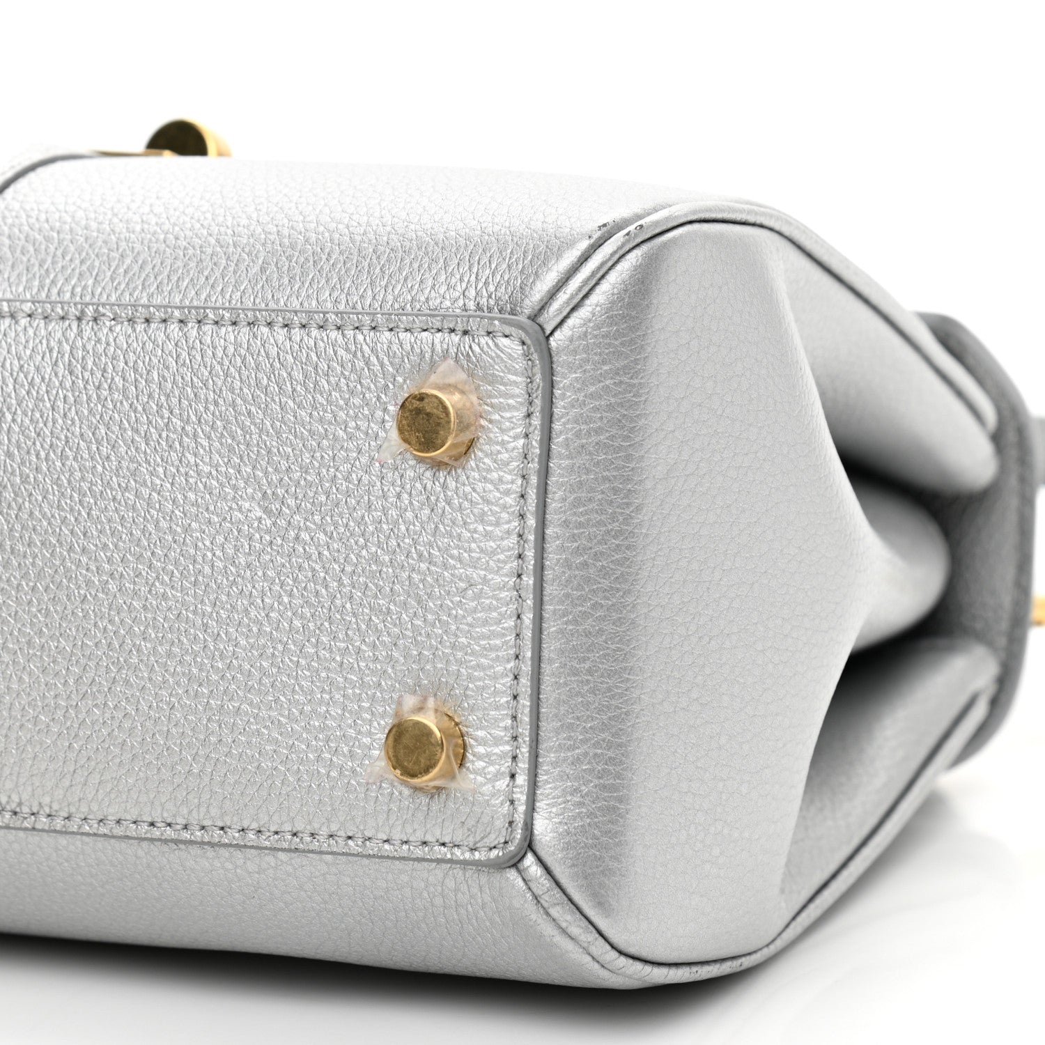 Celine Laminated Grained Calfskin Small 16 Top Handle Bag Silver 13 of 17