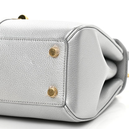Celine Laminated Grained Calfskin Small 16 Top Handle Bag Silver 13 of 17