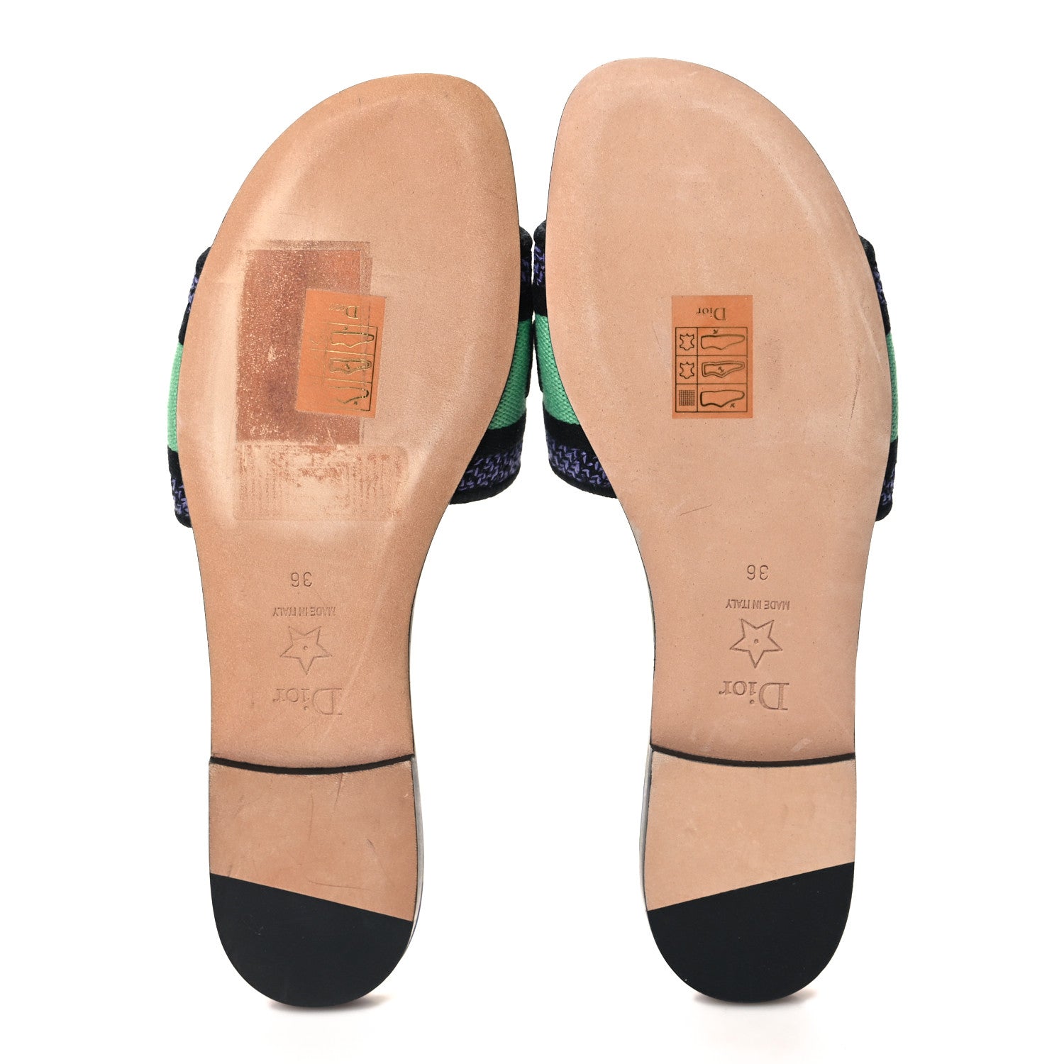 Christian Dior Canvas Toile de Jouy Voyage Embroidered Dway Flat Slide Sandals 36 Purple Multicolor 7 of 8