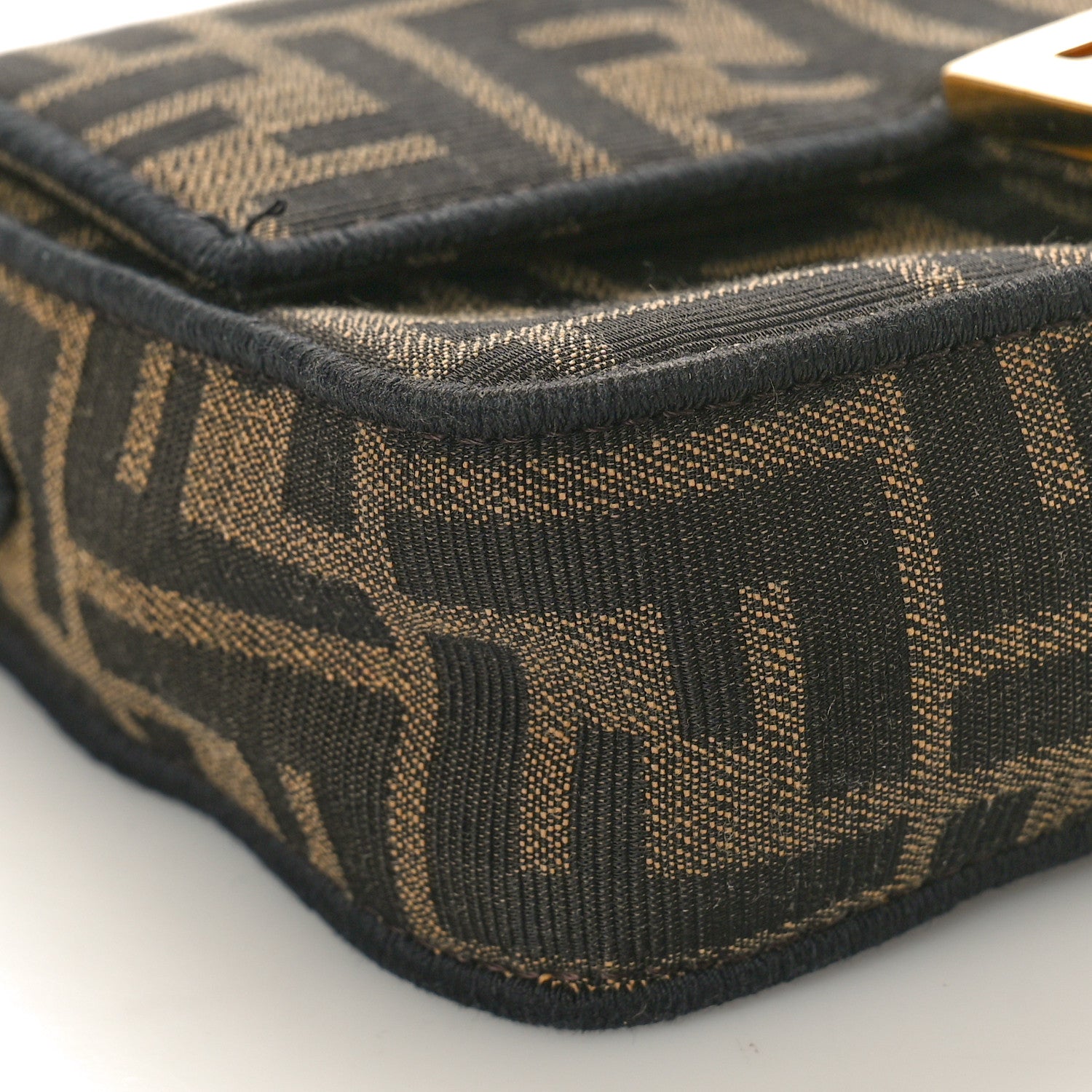 Fendi Fabric Jacquard FF 1974 Mini Baguette Tobacco Moro Black 8 of 10