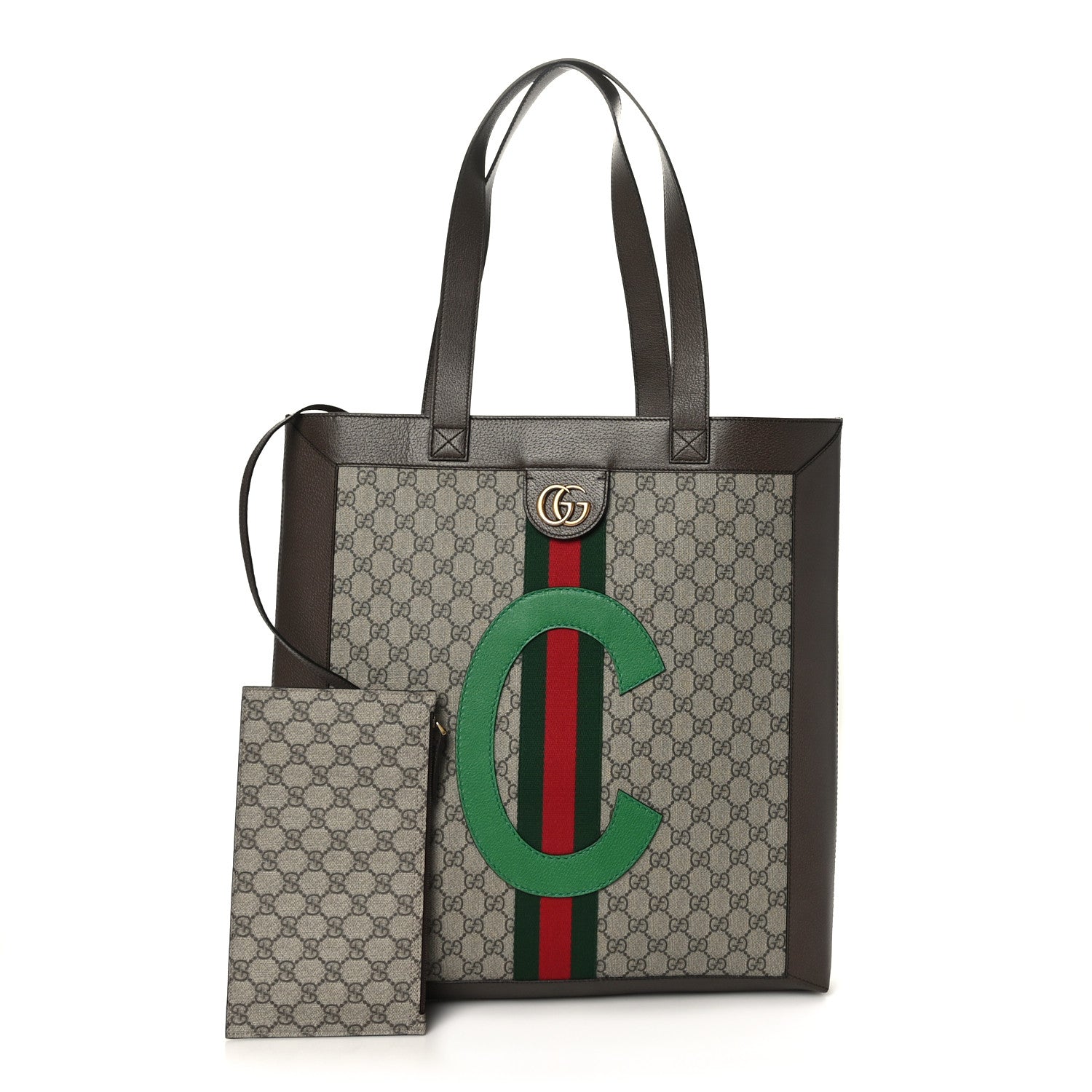 Gucci GG Supreme Monogram Web Large DIY Ophidia Vertical Shopping Tote Brown 2 of 9