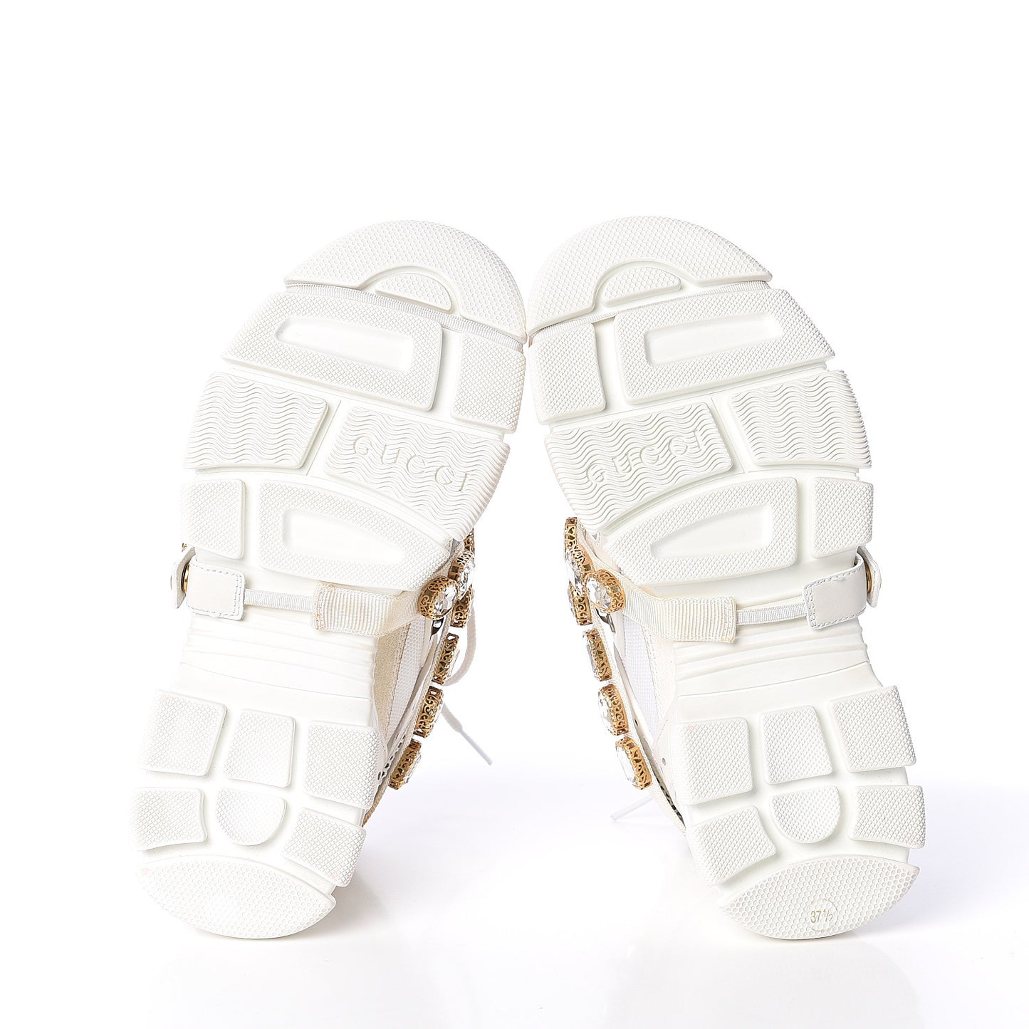 X SEGA Mesh Calfskin Suede Removable Crystals Womens Flashtrek Sneakers 37.5 Great White