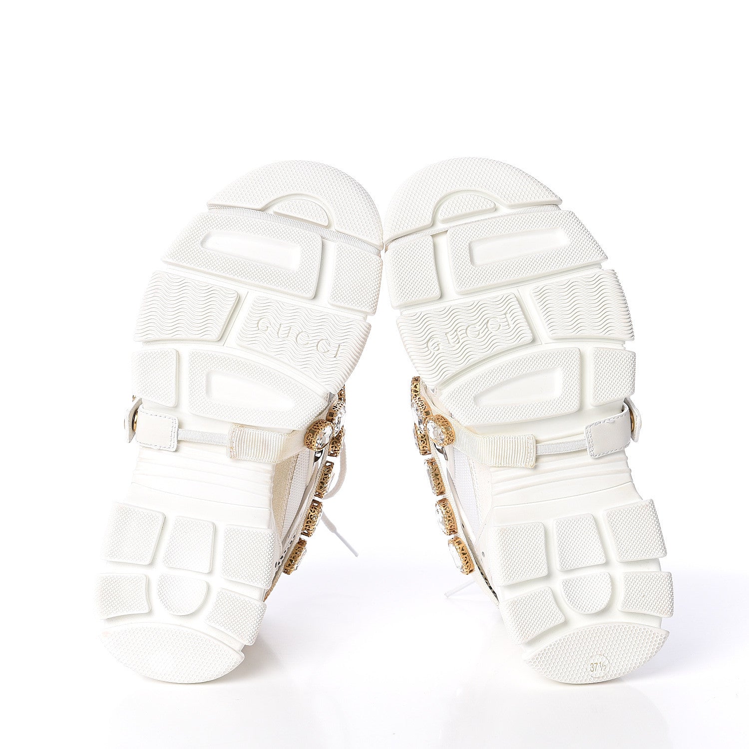 Gucci X SEGA Mesh Calfskin Suede Removable Crystals Womens Flashtrek Sneakers 37.5 Great White 7 of 7