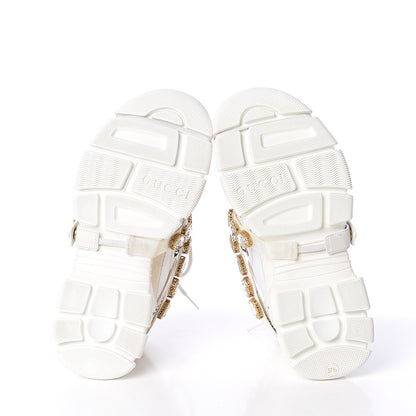 Gucci X SEGA Mesh Calfskin Suede Removable Crystals Womens Flashtrek Sneakers 37.5 Great White 7 of 7