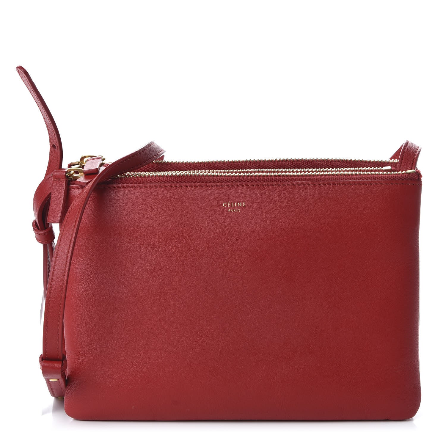 Celine Lambskin Small Trio Crossbody Bag Red 1 of 9