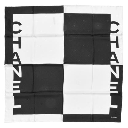 Chanel Silk Square Scarf Black Ecru 1 of 4