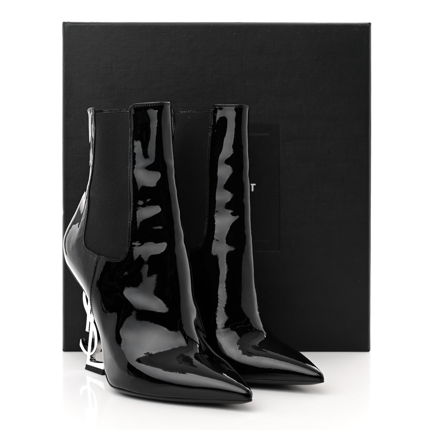 Saint Laurent Patent Opyum Ankle Booties 36 Black 8 of 8