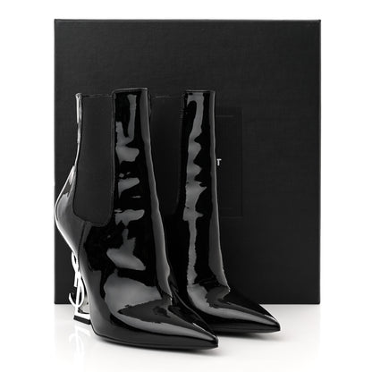 Saint Laurent Patent Opyum Ankle Booties 36 Black 8 of 8