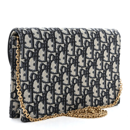 Christian Dior Oblique Saddle Chain Pouch Blue 3 of 13