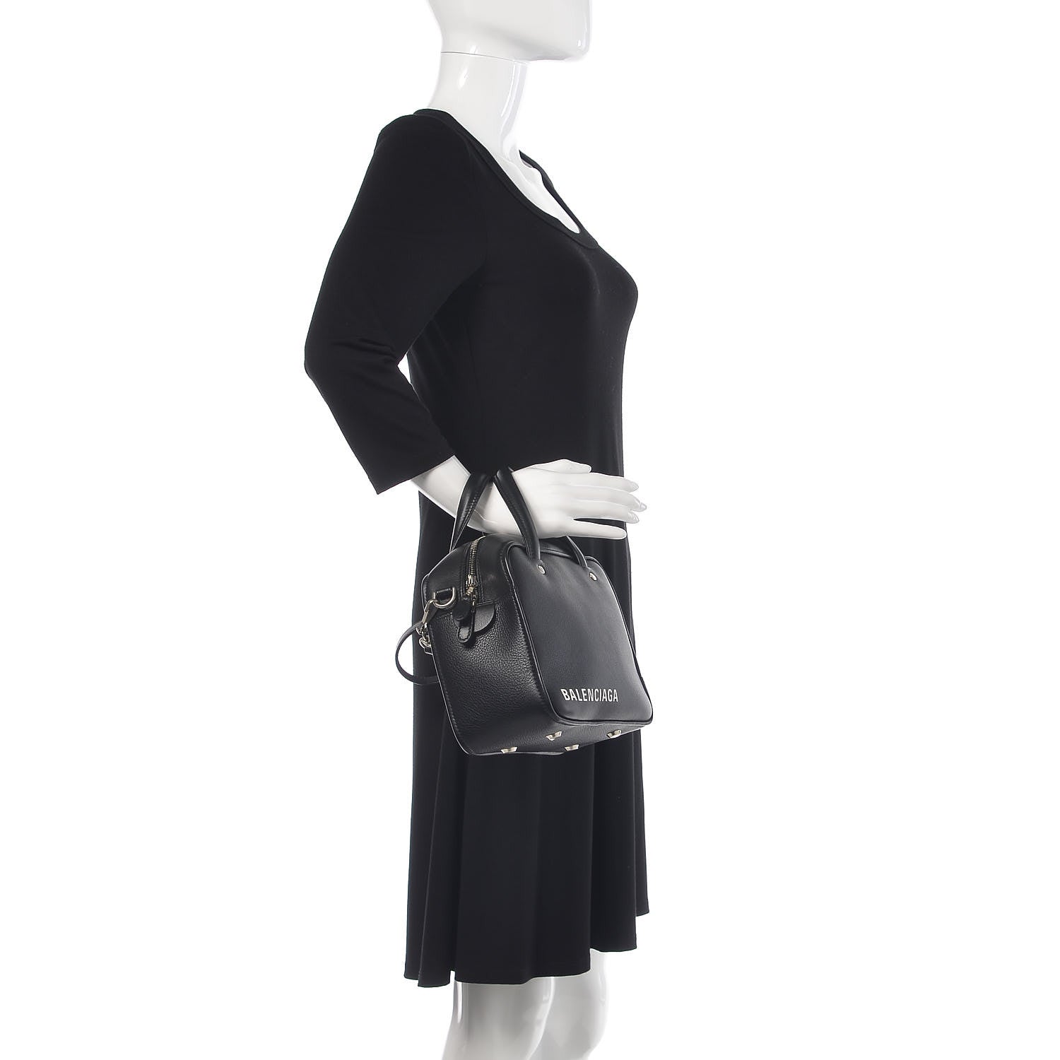 Balenciaga Shiny Day Calfskin XS Triangle Square Bag Black 3 of 10