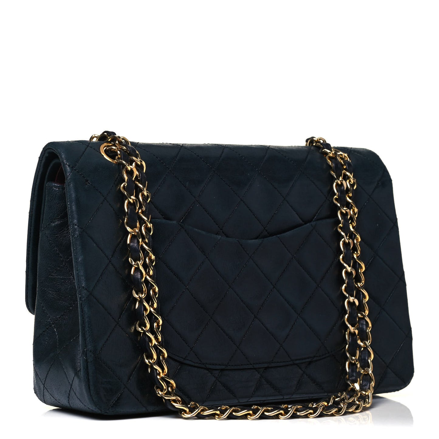 Lambskin Quilted Small Double Flap Navy