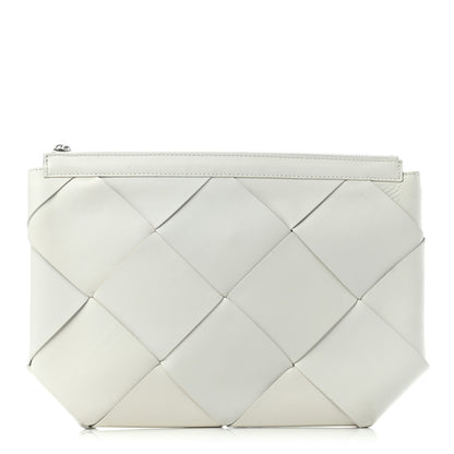Bottega Veneta Nappa Maxi Intreccio Woven Pouch Clutch White 1 of 12