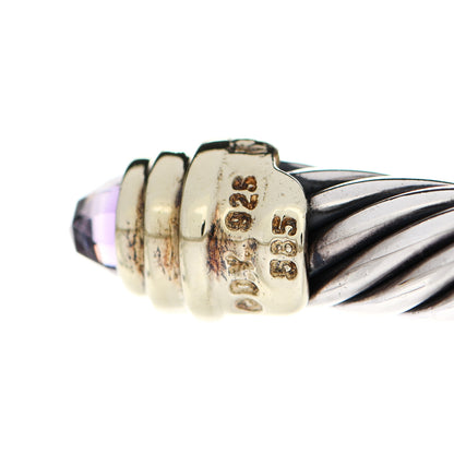 David Yurman Sterling Silver 14K Yellow Gold Amethyst 5mm Cable Classics Petite Color Bracelet 3 of 5