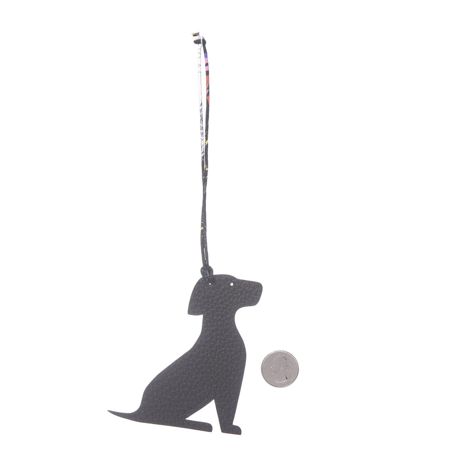 Hermes Togo Epsom Petit H Sitting Dog Bag Charm Rouge Casaque Black 2 of 5