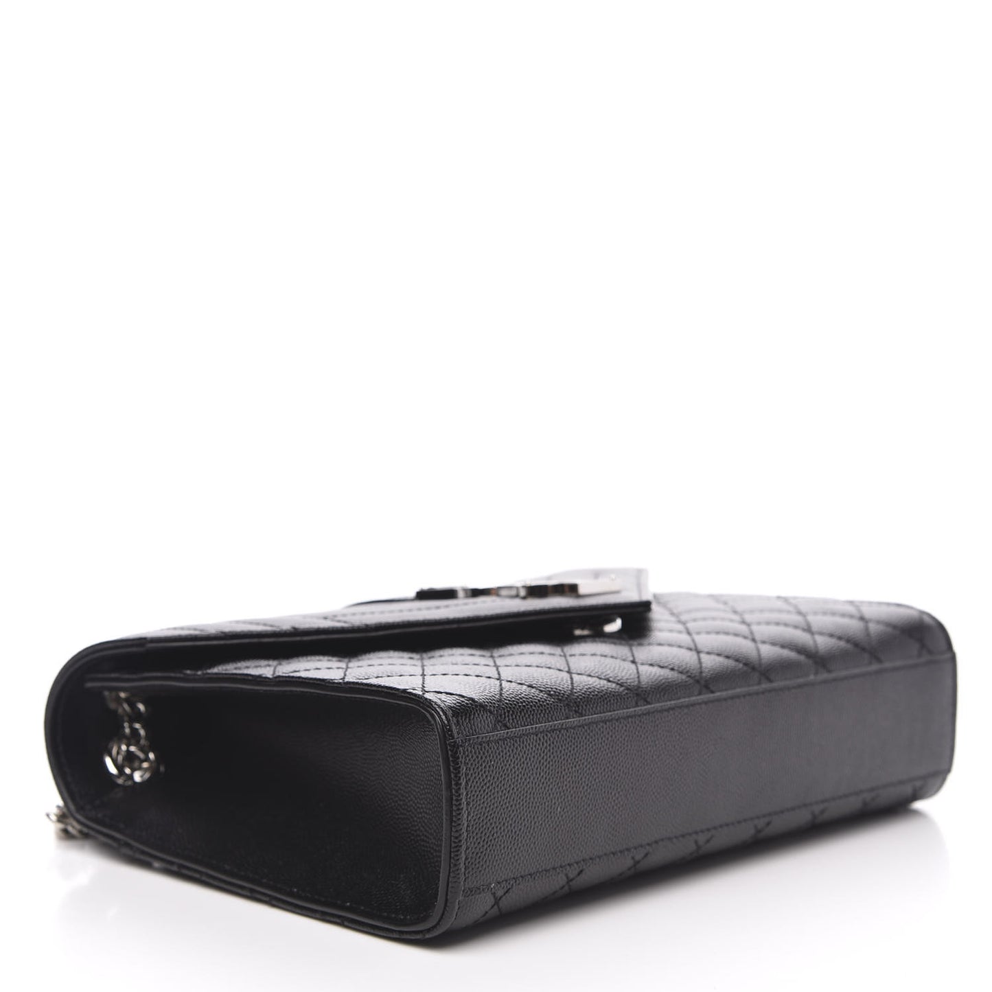 Grain De Poudre Textured Mixed Matelasse Triquilt Medium Monogram Satchel Black