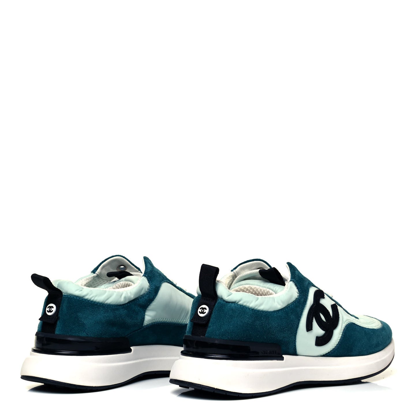 Nylon Suede Calfskin CC Sneakers 37.5 Green Light Green