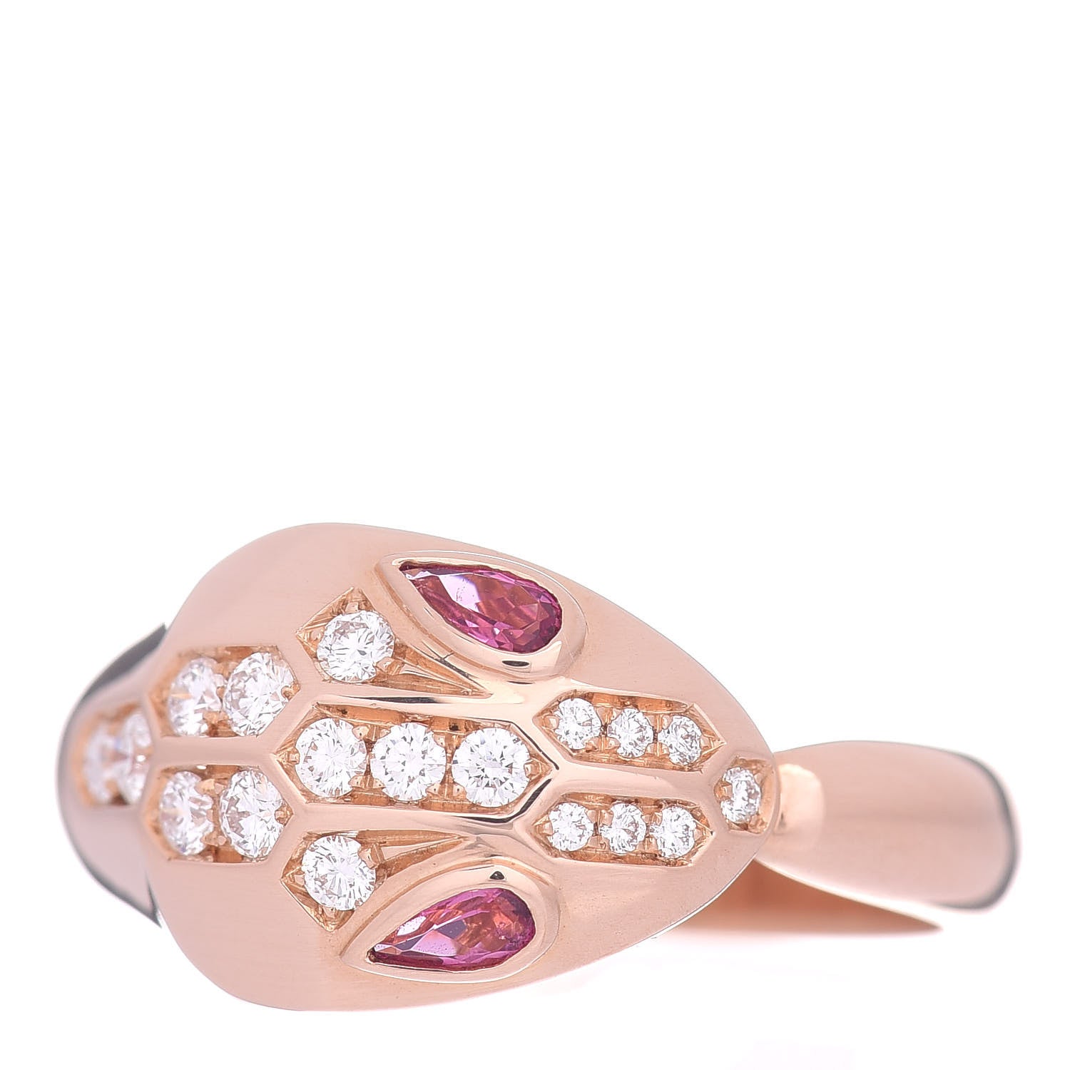 Bulgari 18K Rose Gold Diamond Tourmaline Serpenti Ring 57 8 3 of 6