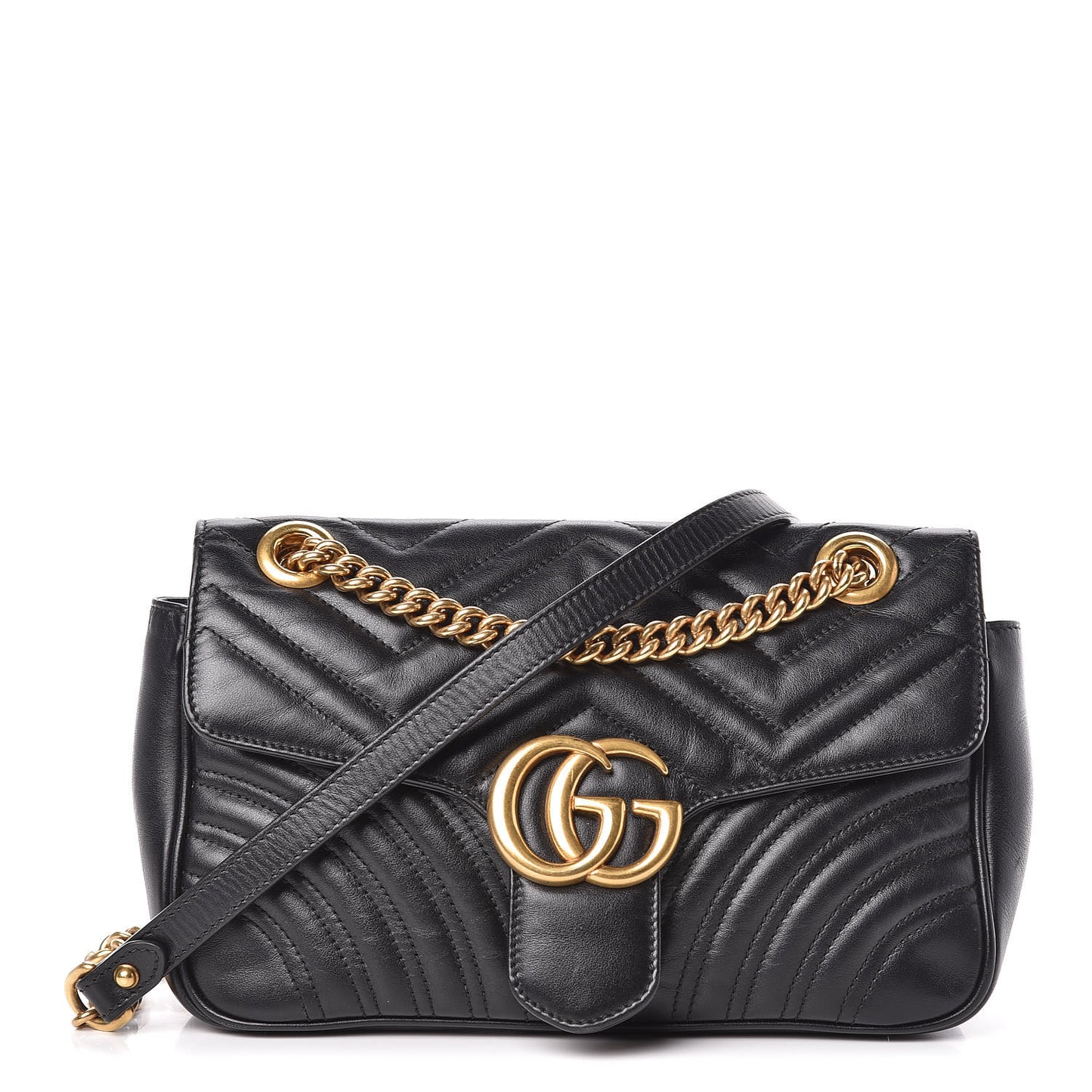 Calfskin Matelasse Small GG Marmont Shoulder Bag Black