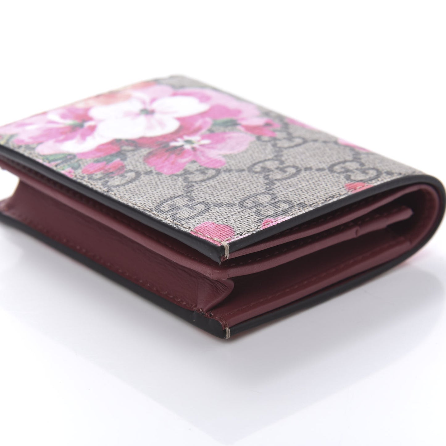 GG Supreme Monogram Blooms Card Case Beige Multicolor Dry Rose