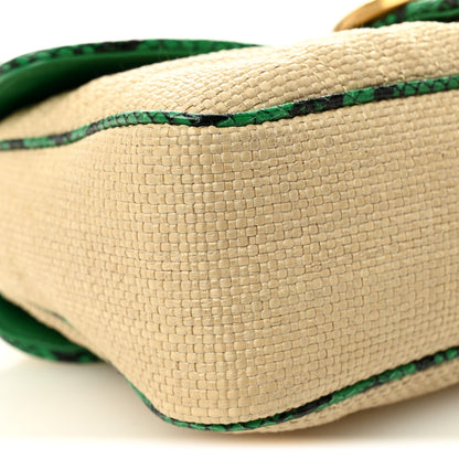 Gucci Raffia Elaphe Matelasse Small GG Marmont Shoulder Bag Natural New Shamarock 9 of 10