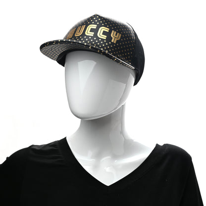 Gucci X SEGA Calfskin GUCCY Stars Baseball Hat M Black Gold 2 of 9