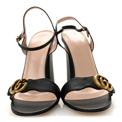 Gucci Lifford Calfskin GG Marmont Ankle Wrap 105mm Sandals 39 Black 2 of 8