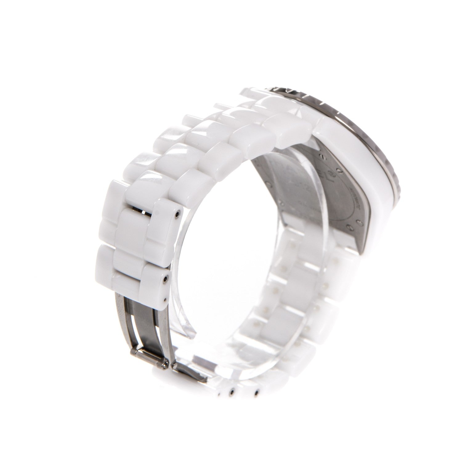 Chanel Stainless Steel Ceramic Diamond 38mm J12 Automatic Watch White 4 of 8