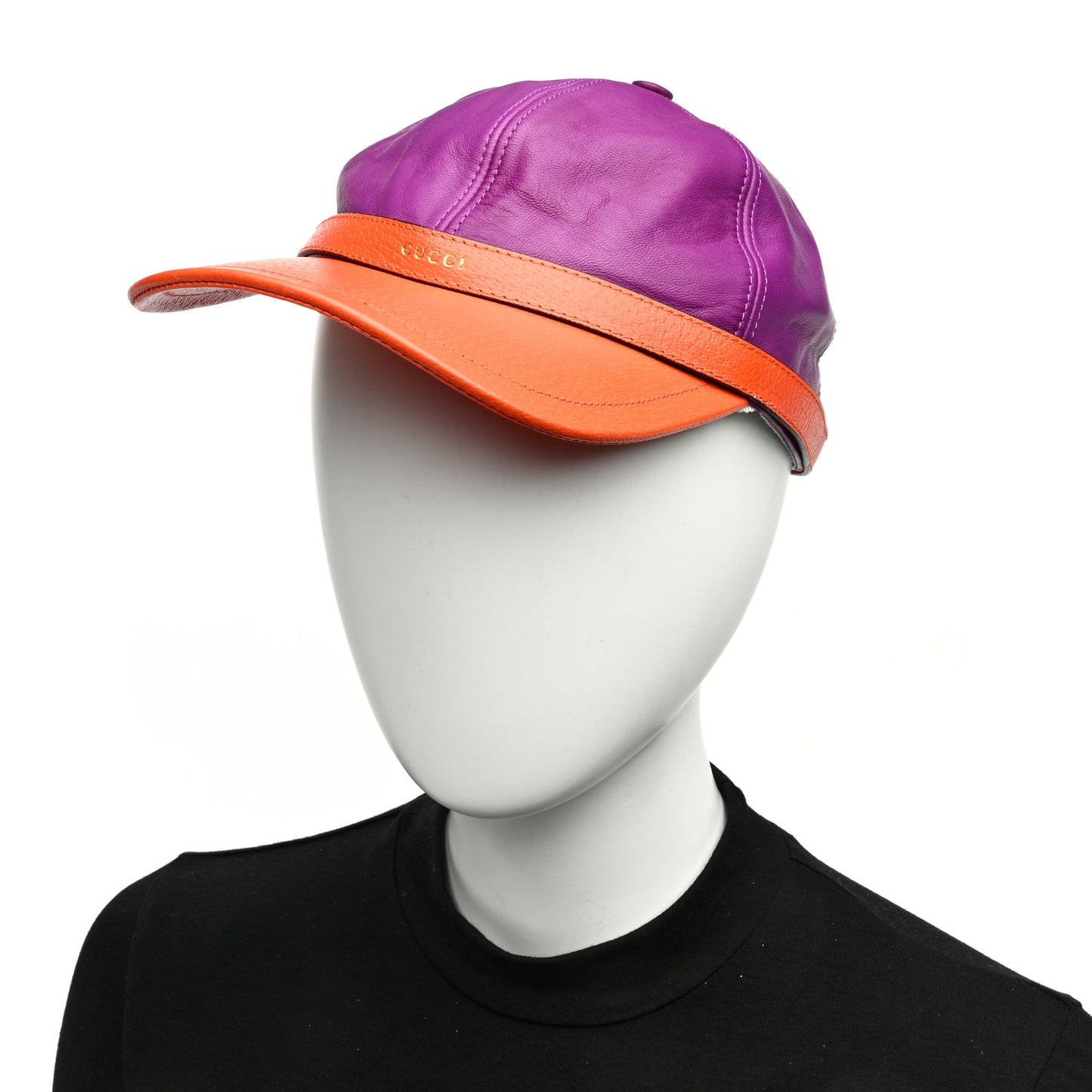 Lambskin Baseball Hat M Purple Orange