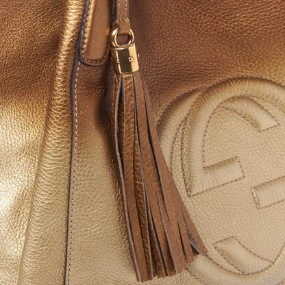 Gucci Metallic Pebbled Calfskin Medium Soho Shoulder Bag Gold Ombre 7 of 9
