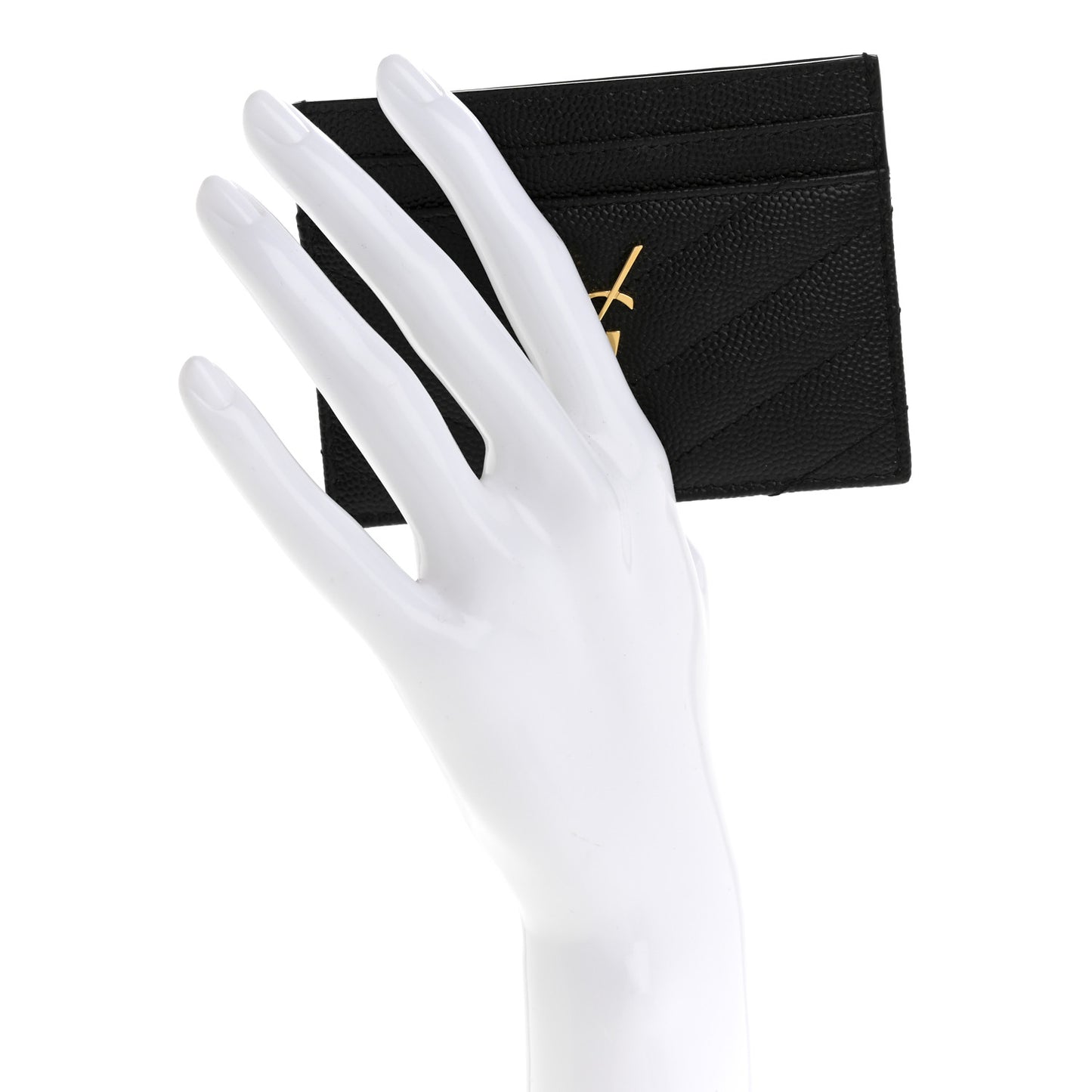 Grain De Poudre Matelasse Chevron Monogram Credit Card Case Black