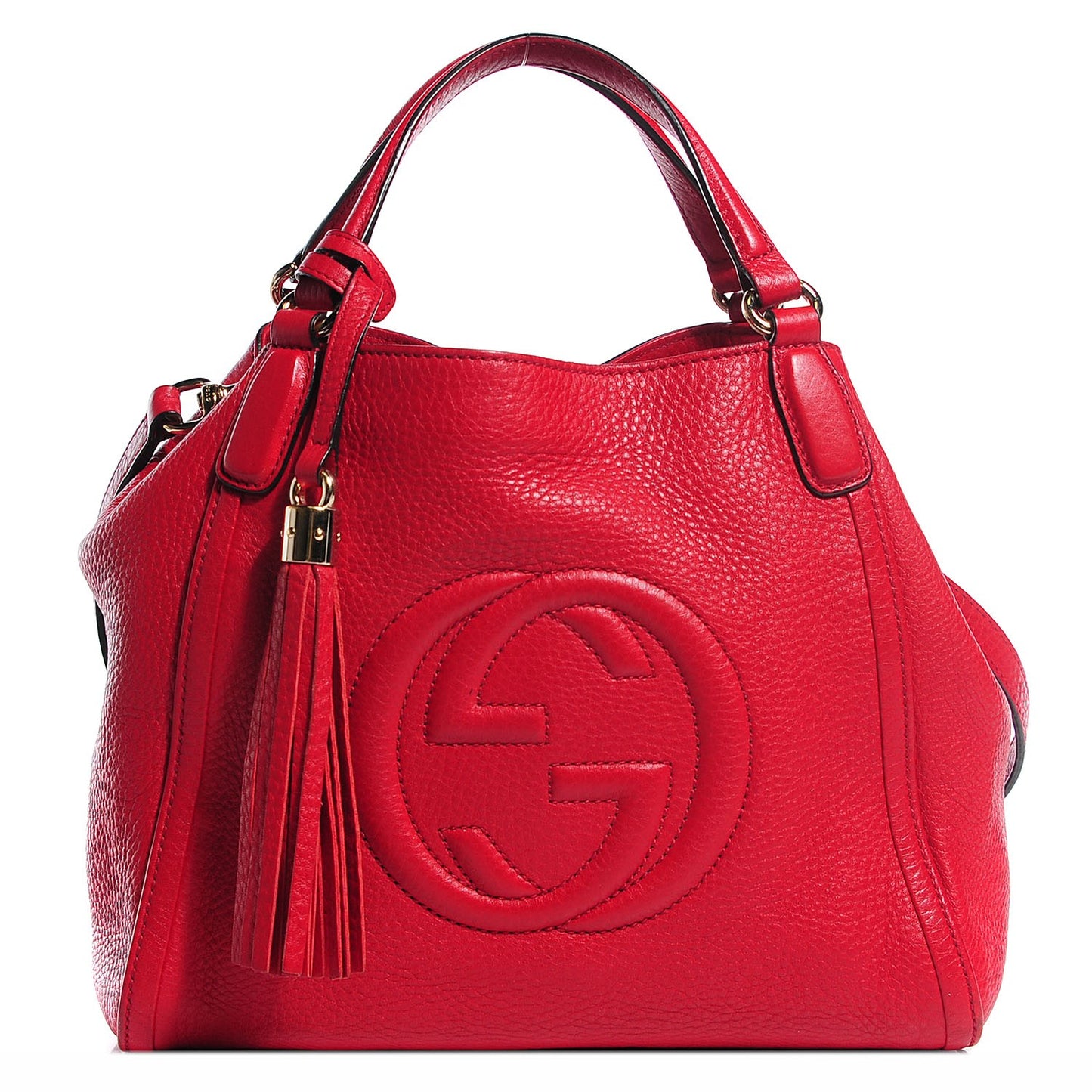 Pebbled Calfskin Small Soho Shoulder Bag Red