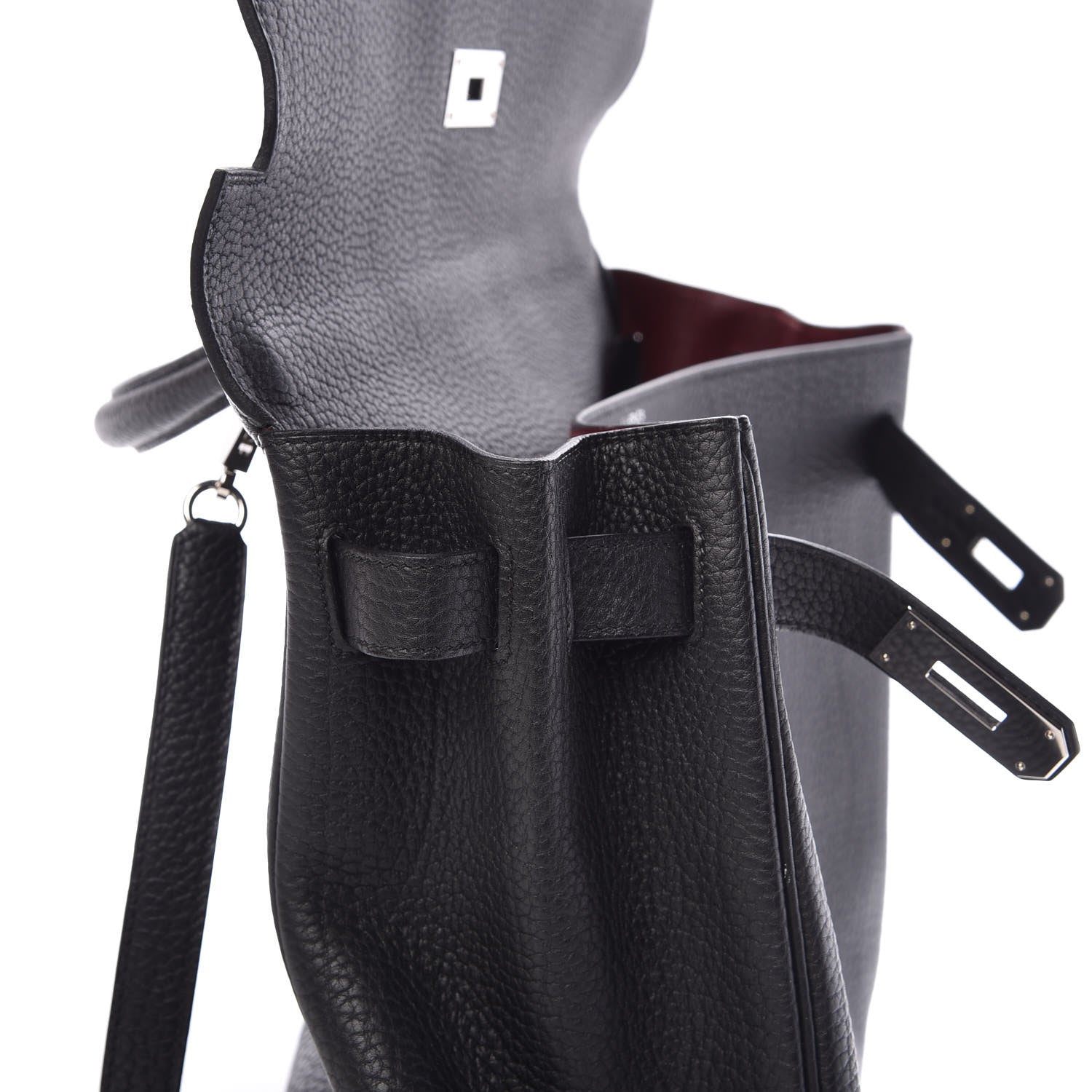 Hermes Fjord Horseshoe Kelly Retourne 40 Black Rouge H 14 of 33