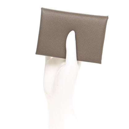 Hermes Epsom Calvi Duo Card Case Etoupe 2 of 9