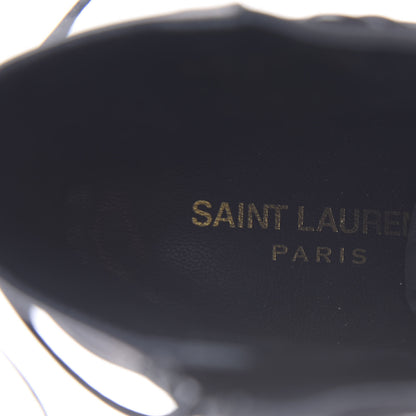 Saint Laurent Calfskin Velvet Lace Up Ankle Boots 39 Black 7 of 9